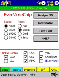 GPSMaus Tool - Einstellungen für Evermore-Empfänger - 1