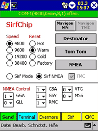 GPSMaus Tool - Einstellungen für SiRF-Empfänger - 1