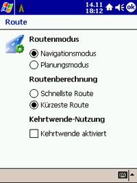 Destinator Professional - Die Routenoptionen - 1