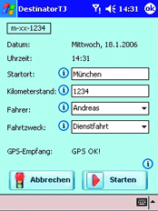 Destinator TJ Fahrtenbuch - PDA-Software - 1
