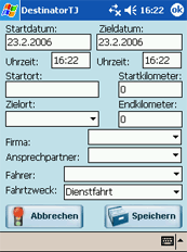 Destinator TJ Fahrtenbuch - PDA-Software - 2