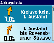 Garmin Streetpilot i3 - Die Abbiegeliste - 1