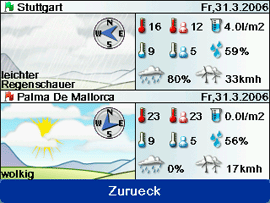 WetterSync - Screenshots TomTom GO - 2