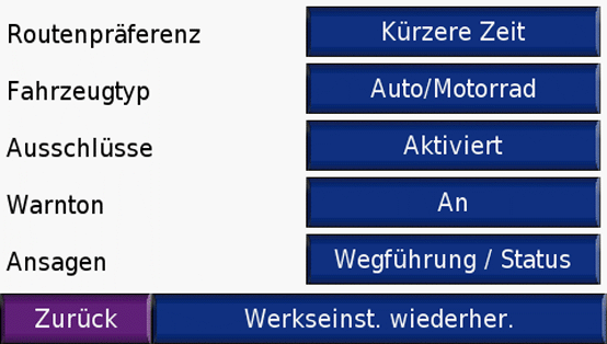 Garmin nüvi 660 - Routenoptionen - 1