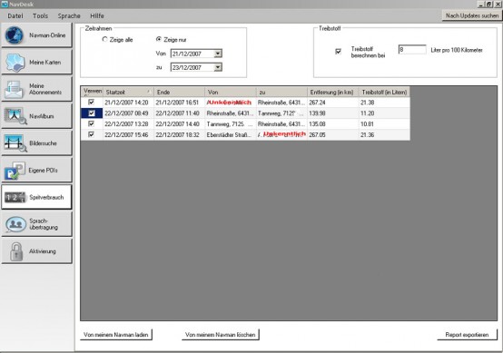 Navman S90i - Routenberechnungsgeschwindigkeit, Fahrtenbuch (5271) - 1