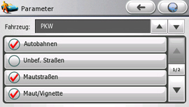 Mio C620t - Routenoptionen - 1