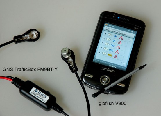 E-Ten glofiish V900 mit GNS TrafficBox FM9BT-Y - TMC Empfang mit GNS TrafficBox FM9BT-Y - 1