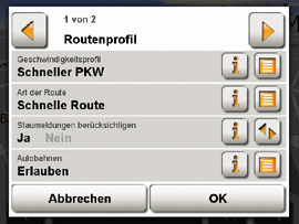 MobileNavigator 7 - Routenoptionen - 1