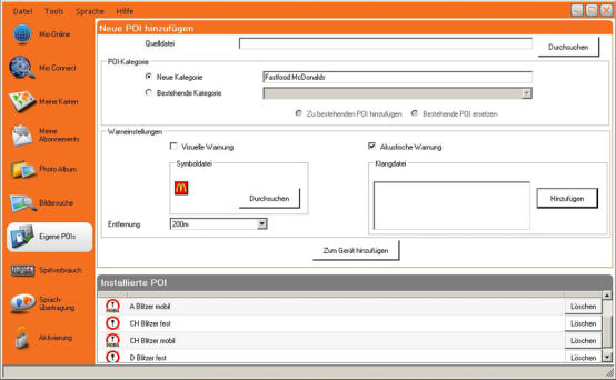 Mio Moov 370 Europa Plus - POI (Point of Interest) / Verkehrskontrollen- / Geschwindigkeitswarner - 1
