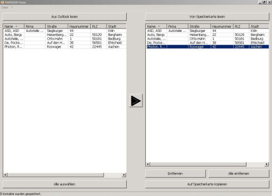 NAVIGON 4310 max - Kontak-Import aus Oulook - 1