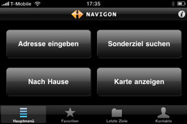 NAVIGON MobileNavigator fürs iPhone - Menüführung - 1