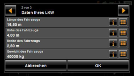 LKW-Erweiterung für NAVIGON 6310/8410 - LKW Profil Eingaben - 3