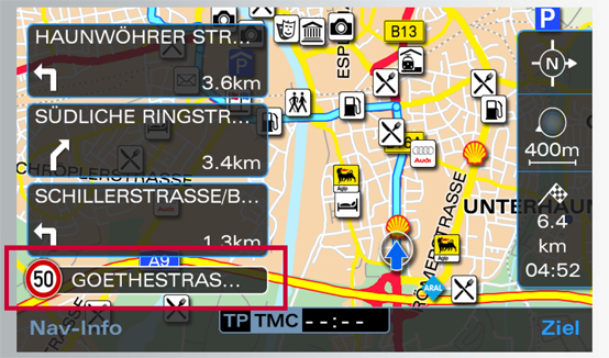 Audi RNS-E 2009 - Geschwindigkeitswarnungen - 1