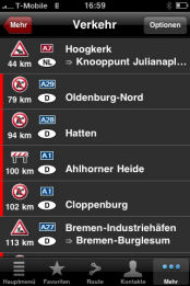 Traffic Live als Zusatzdienst zum Navigon MobileNavigator für das iPhone - Einstellmöglichkeiten - 3