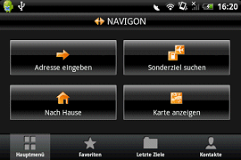 NAVIGON MobileNavigator für Android onboard - Menüführung - 1