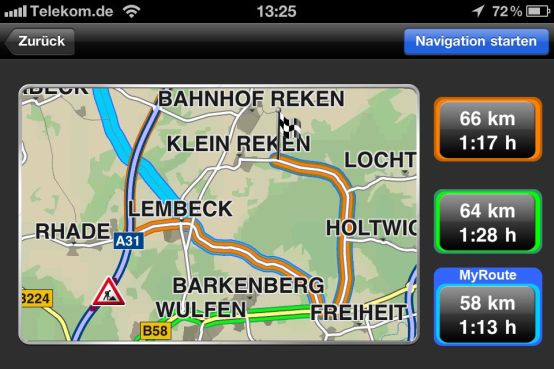 NAVIGON Truck und Camper Navigation fürs iPhone - Routing Beispiel: - 1