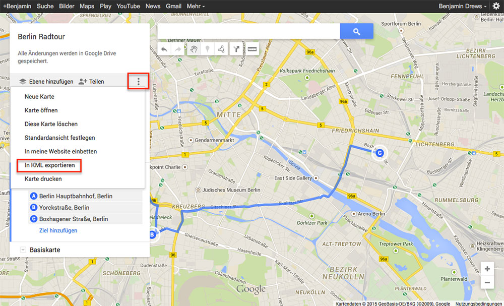 google maps tour exportieren