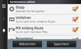 Menu Extras auf Karte