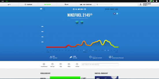 Nike Plus Fuel-Punkte eines Tages