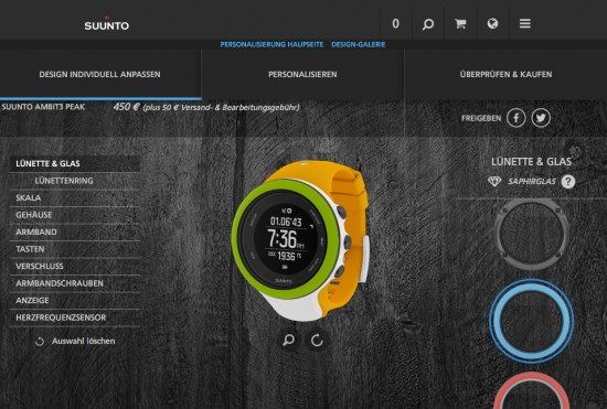 Suunto Ambit3 im Online-Konfigurator